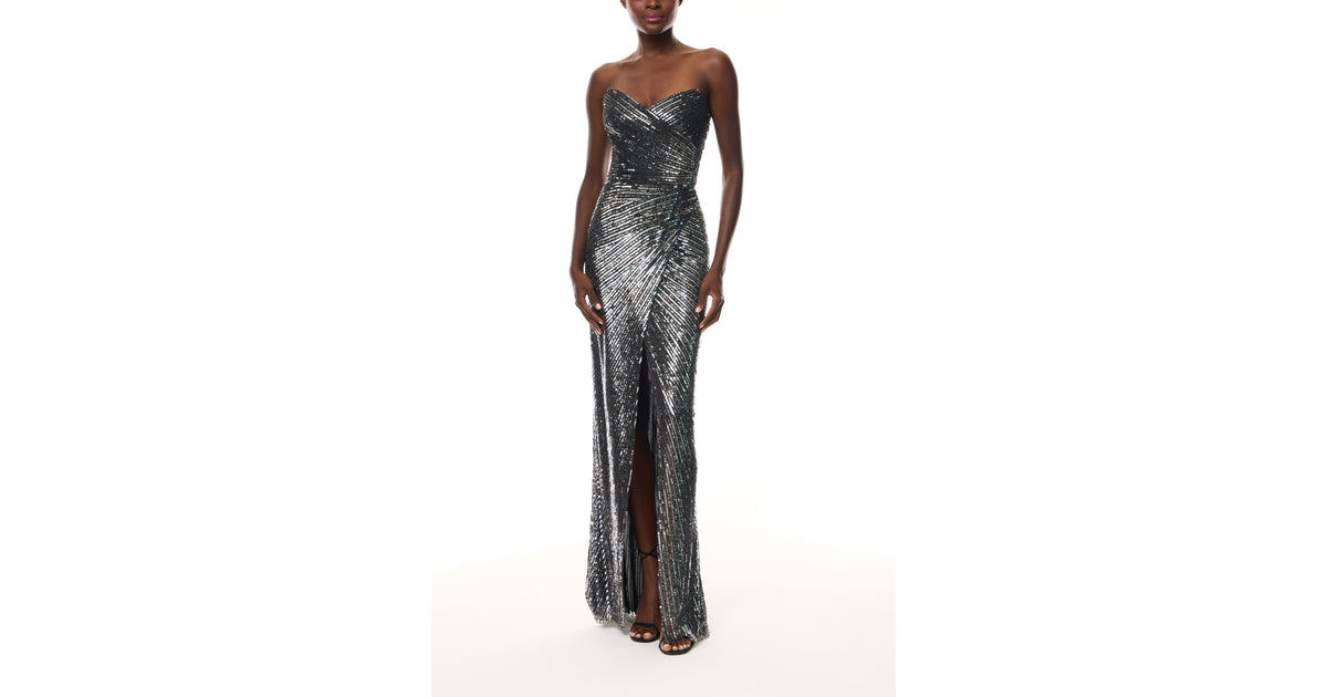 green emerald velvet dress Natalia Fedner Gunmetal Sparkly Knit Mini Dress