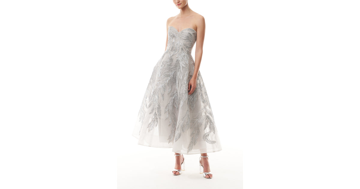 sachin and babi light blue dress Silver Feather Cocktail Dress 18 / Silver