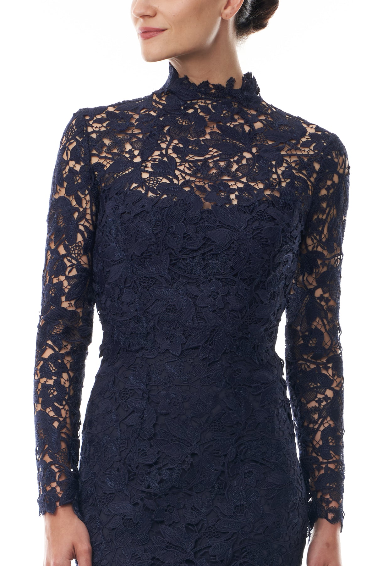 Monique Lhuillier Fall 2025 Ocean Orchid Lace long sleeved jacket - fabric.
