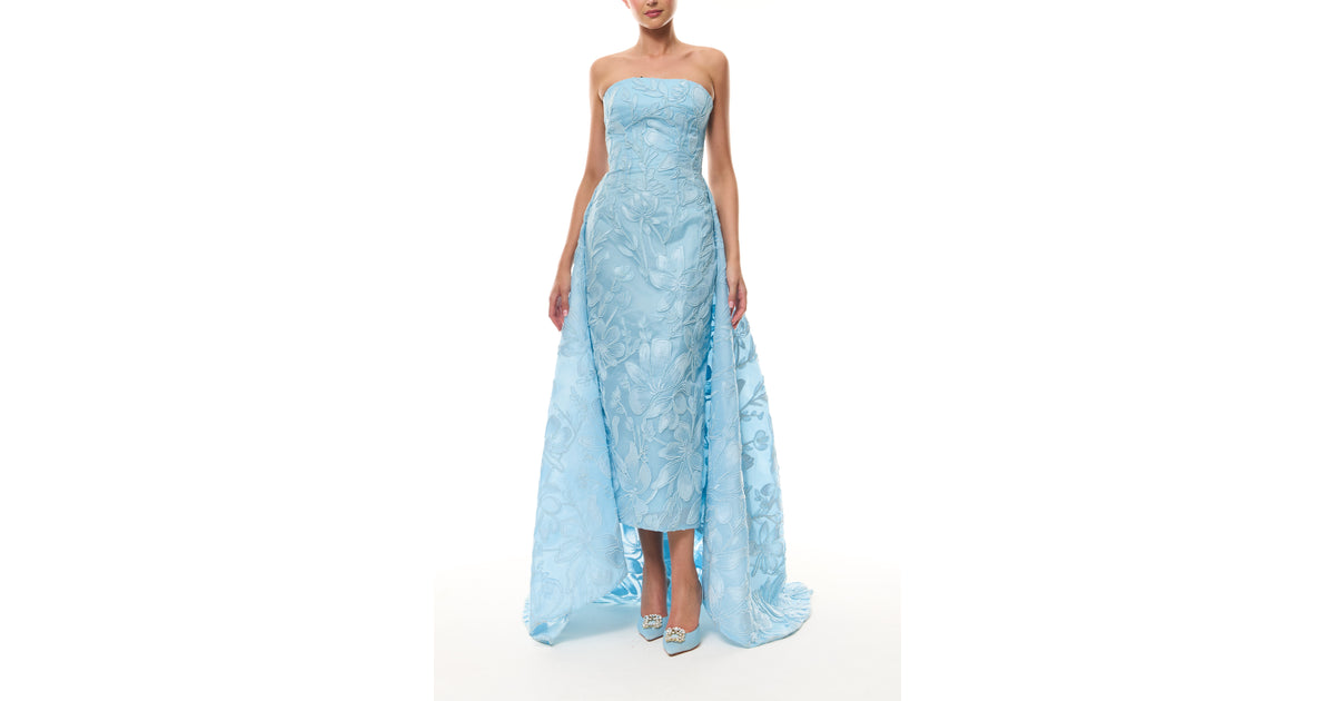 ml monique lhuillier floral organza dress Poppy Embroidered Tea-Length Dress 4 / Ecru Poppy