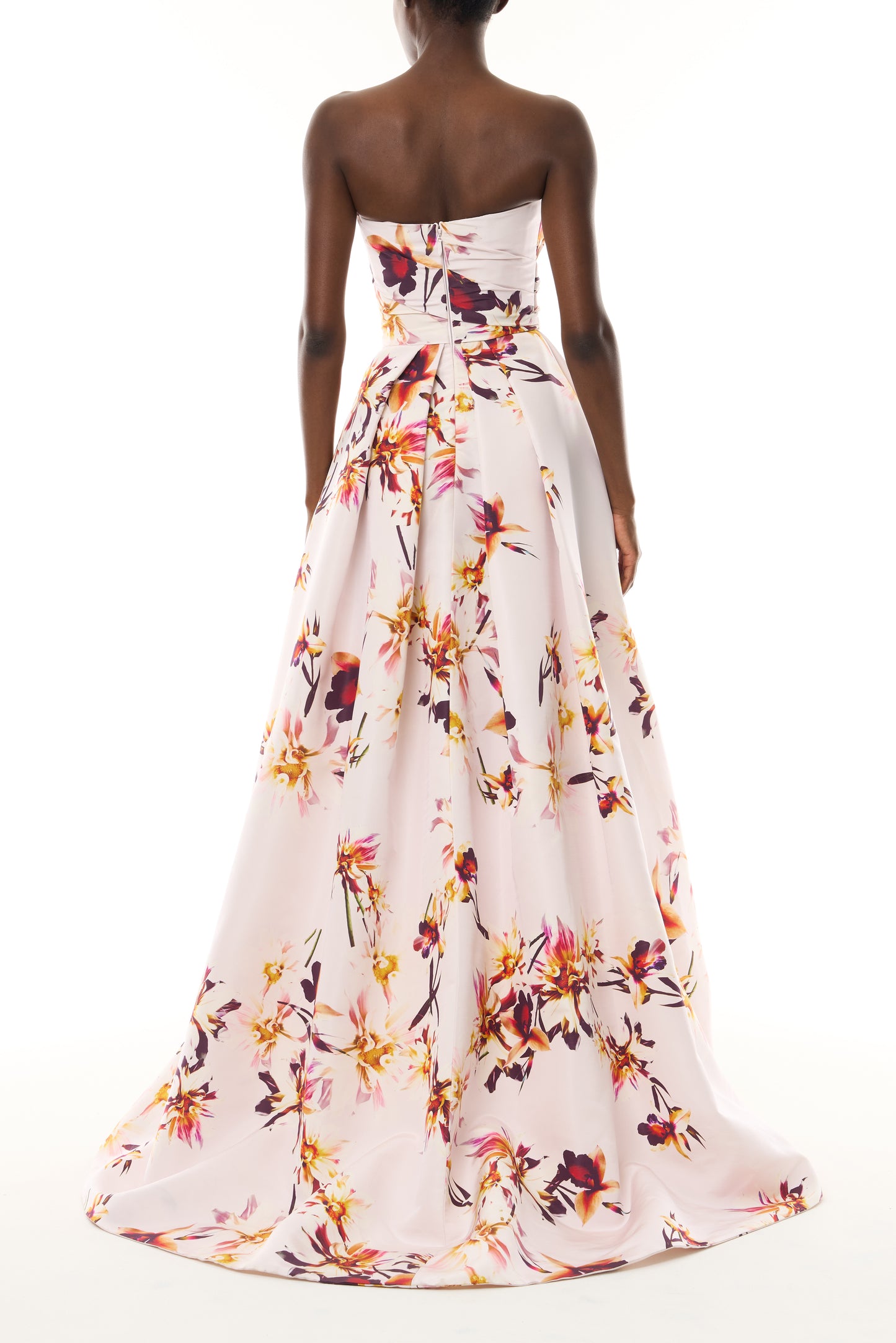 Floral Printed Asymmetric Ballgown