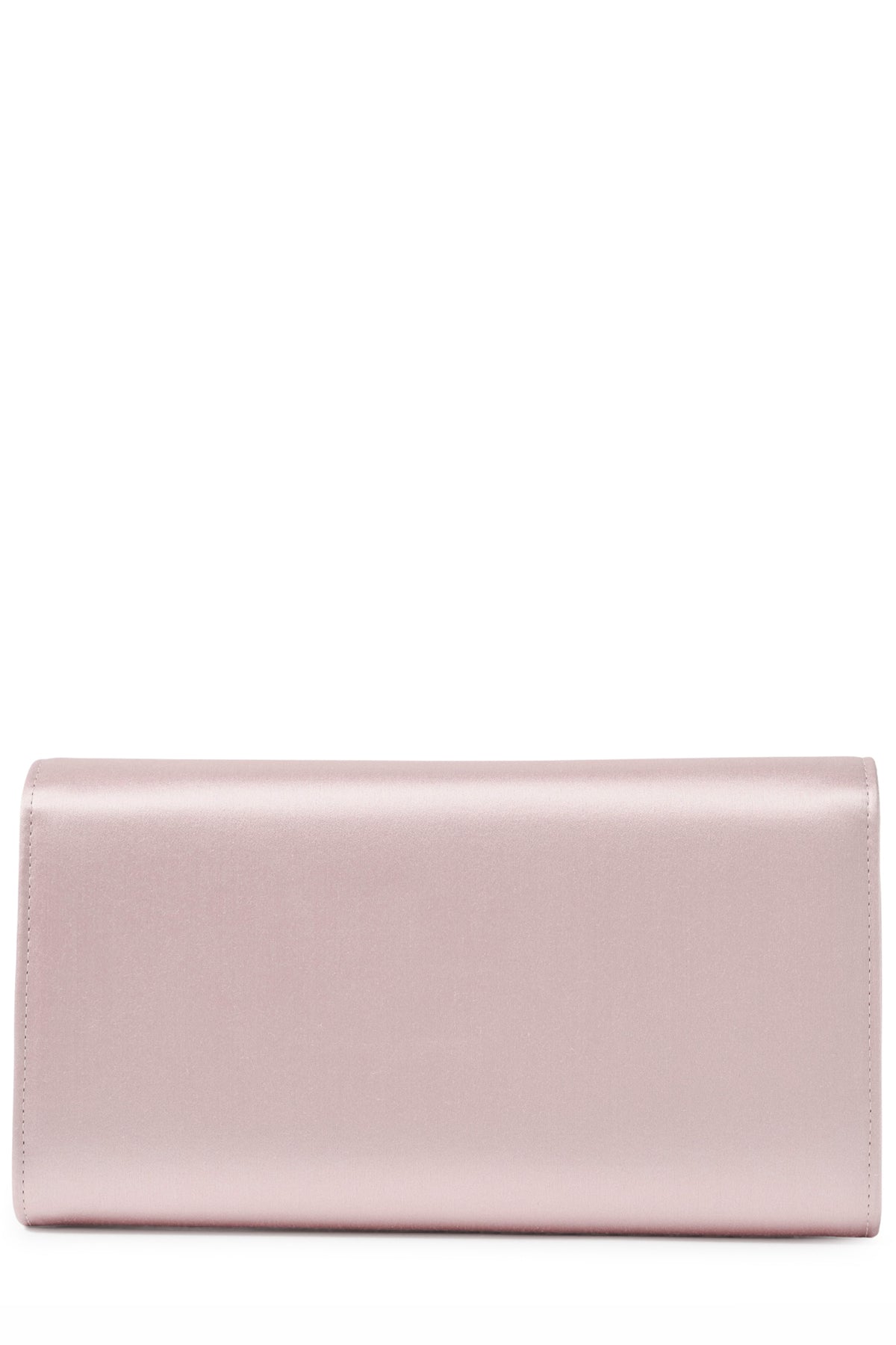 Satin evening envelope clutch with snap closure and gold optional strap in Pink- back