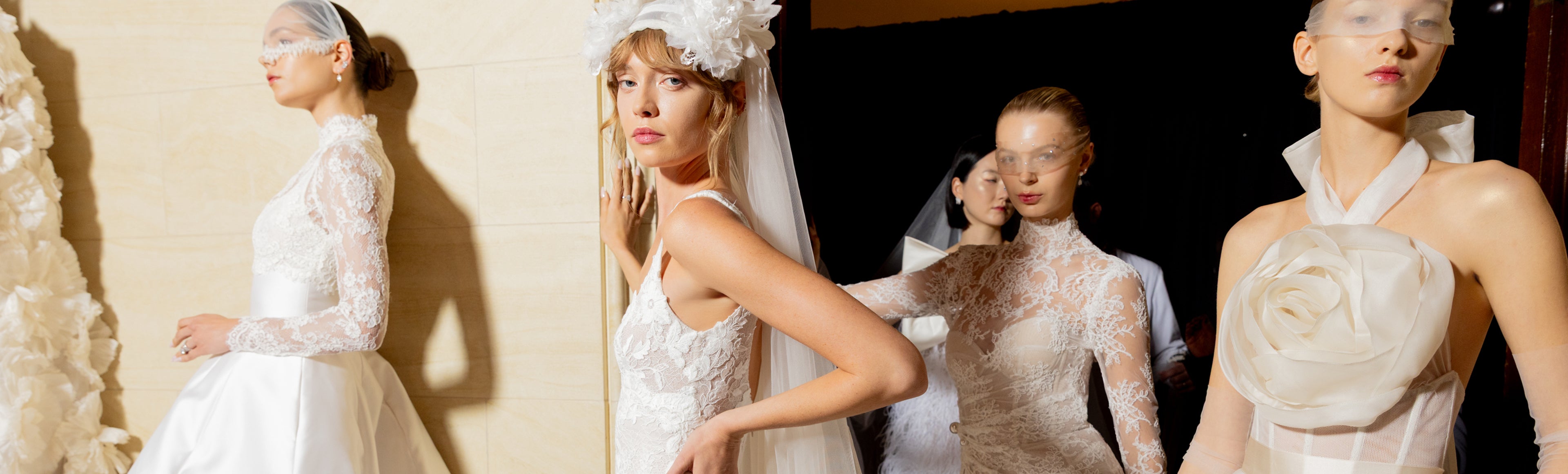 Monique Lhuillier Fall 2026 Bridal collection - runway behind the scenes.