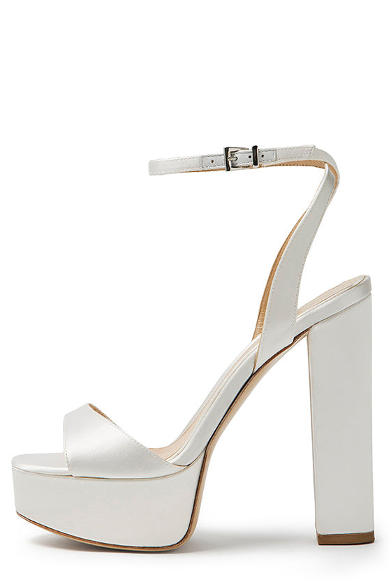 Monique Lhuillier Khloe platform heels in white satin