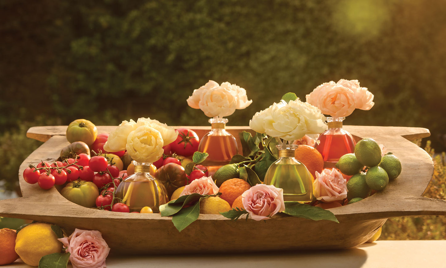 Monique Lhuillier x Agraria home fragrance diffusers in four scents