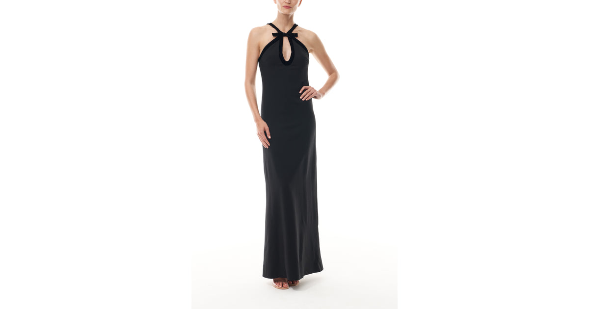 Dress Couturepoint Adrianna Papell Black Floral Dress Floral Embellished Crossover Halter Gown In Black, Black Regular Dress Couturepoint Adrianna Papell Black Floral Dress Floral Embellished Crossover Halter Gown In Black, Black Regular