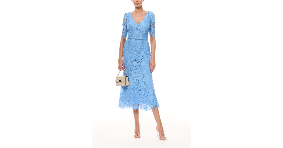 Bluebelle Lace Sleeved Midi Dress – Monique Lhuillier