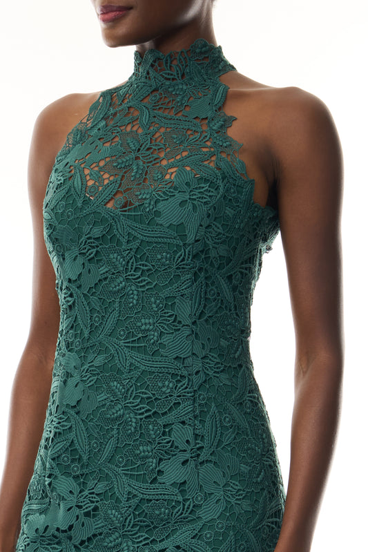 Monique Lhuillier Fall 2026 Sycamore guipure lace floor length halter gown - fabric.