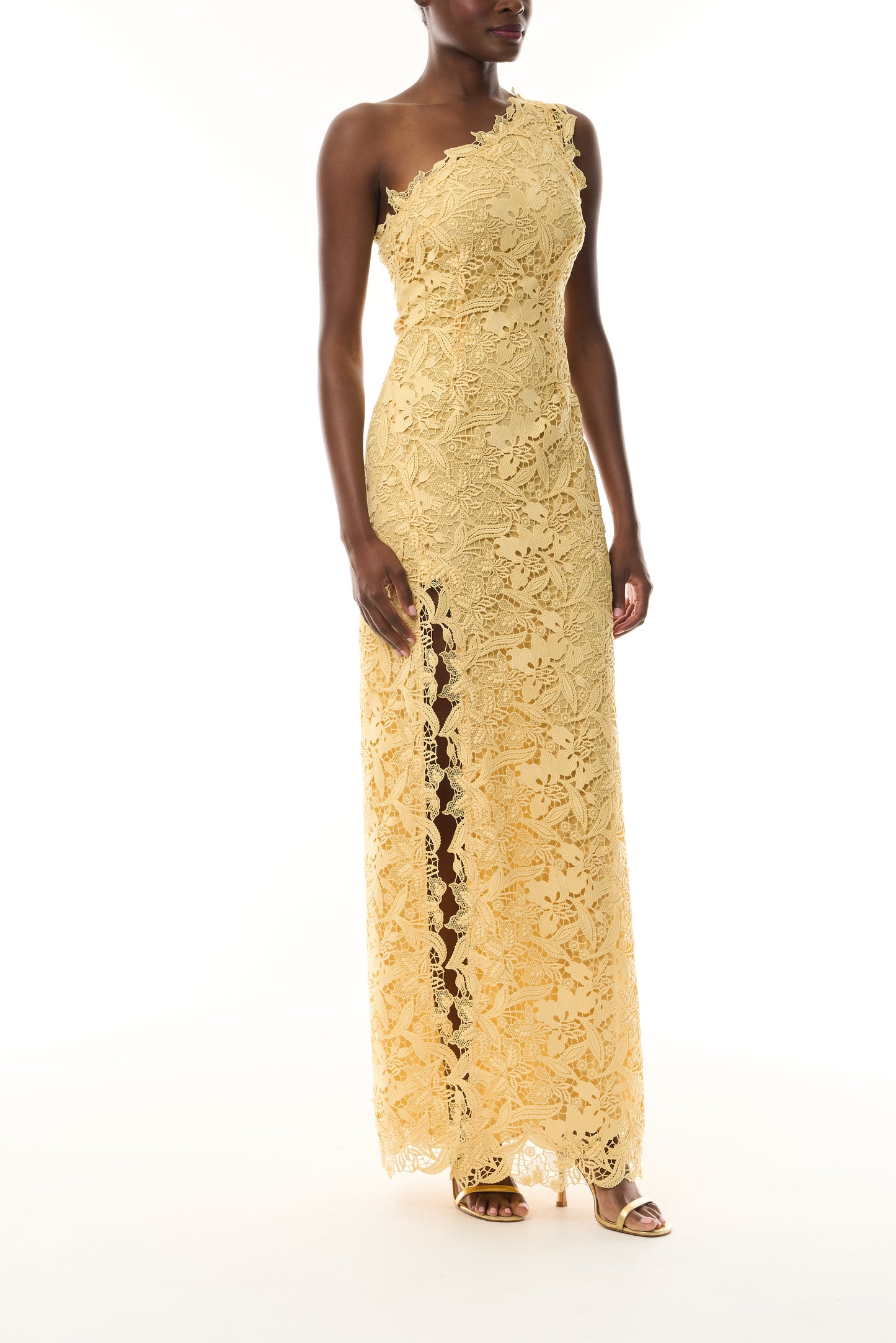 Lace One Shoulder Lace Gown
