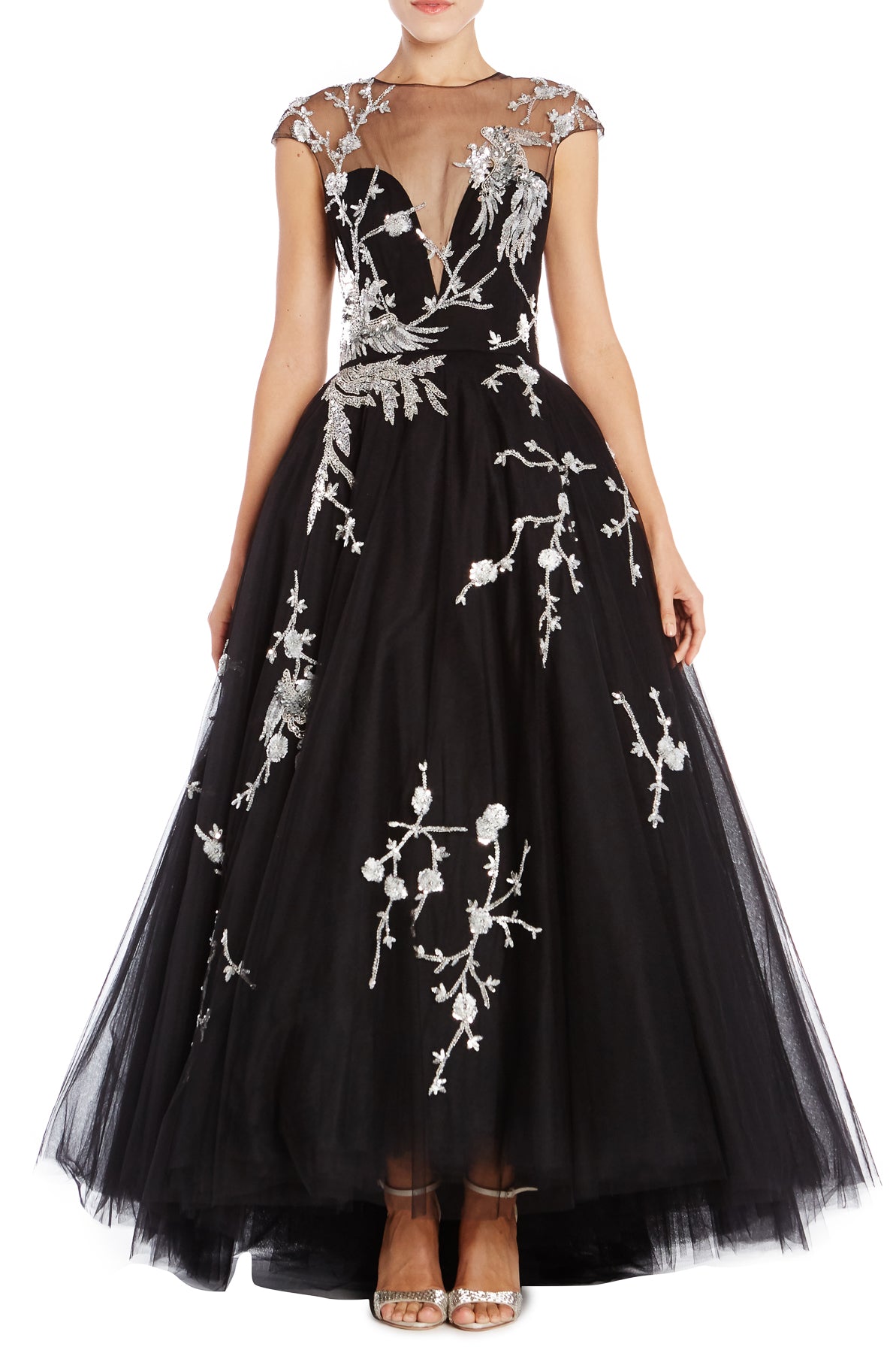 Embroidered High Low Gown