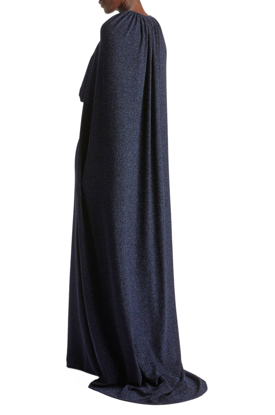 Metallic Jersey Floor Length Cape