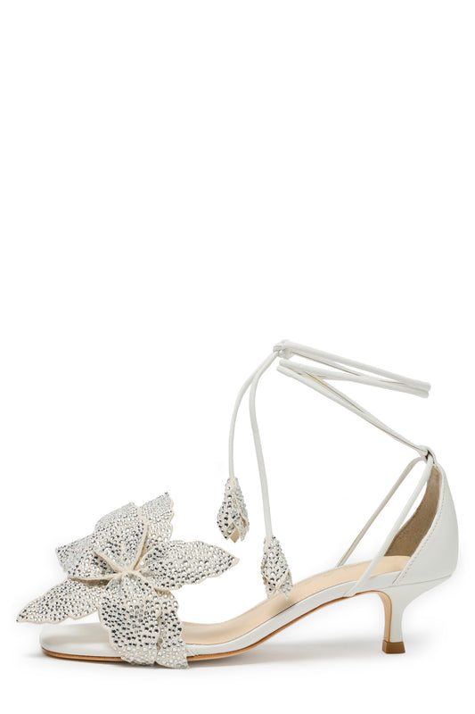 Monique Lhuillier Florette White Leather Sandal