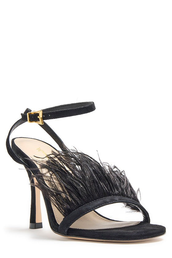Monique Lhuillier Azalea Noir Satin Sandal