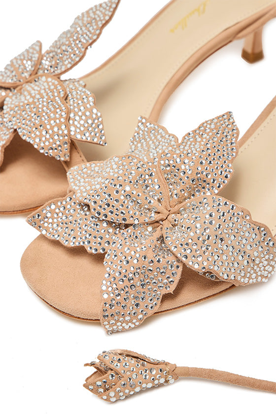 Monique Lhuillier Florette Tan Suede Sandal