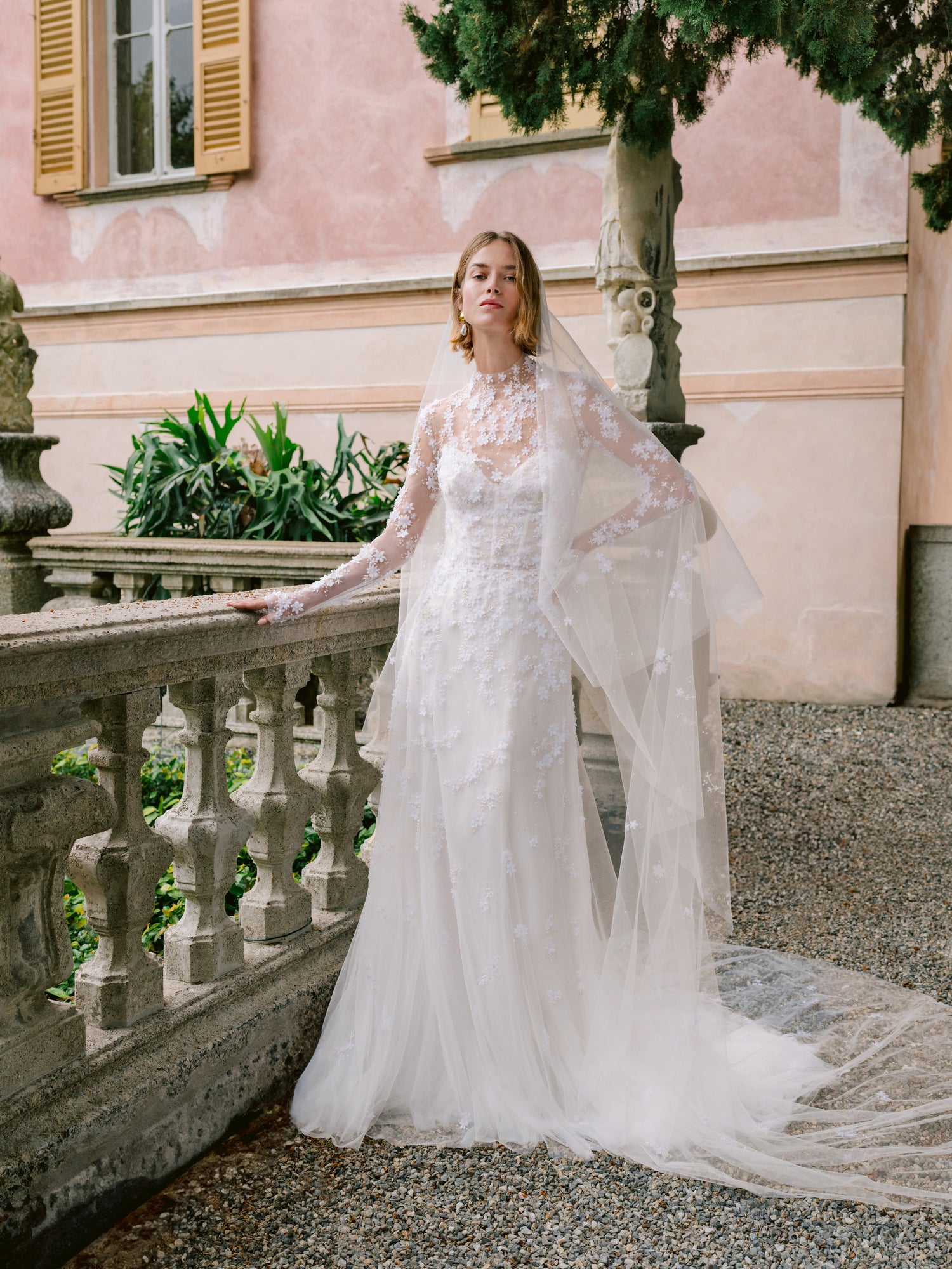 Monique Lhuillier Fall 2025 Bridal Delfina Gown, Jacket and Veil