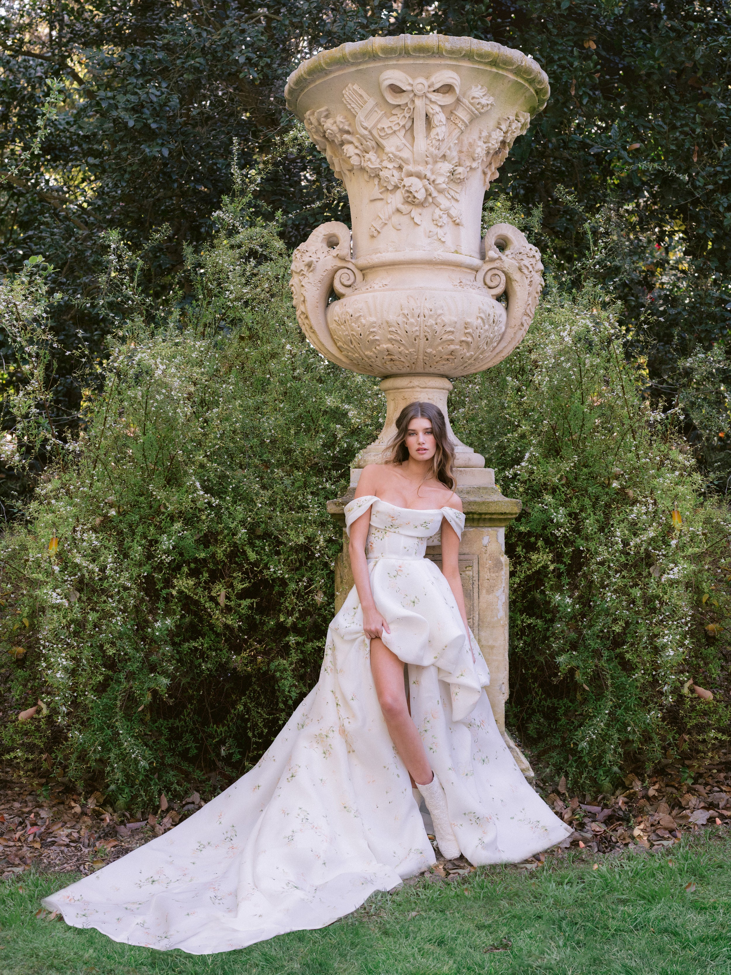 Monique Lhuillier Spring 2024 Soleil high-low bridal gown