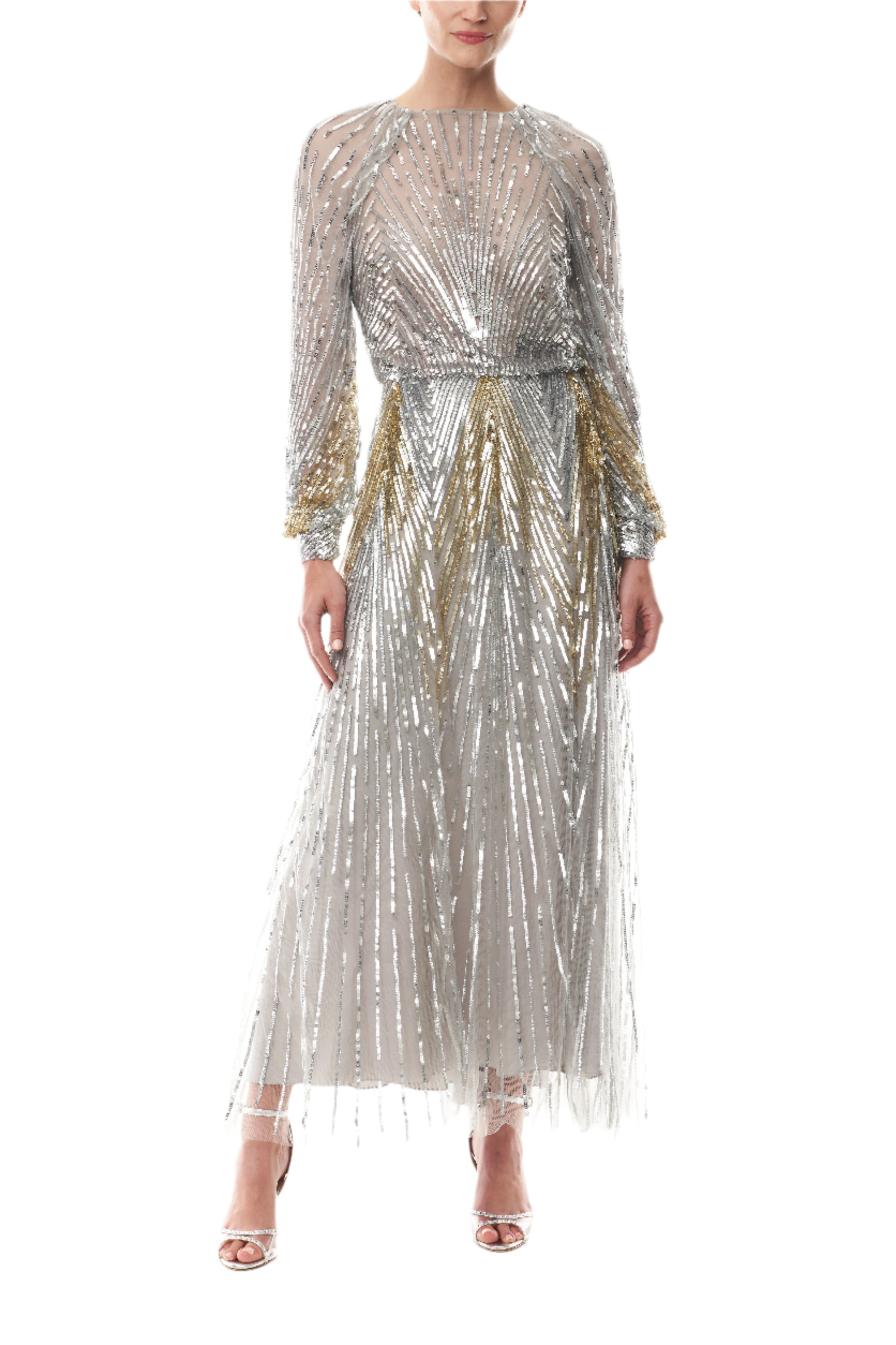 Embroidered Sequin Midi Dress 4 / Chrome Multi Embroidered Sequin Midi Dress 4 / Chrome Multi
