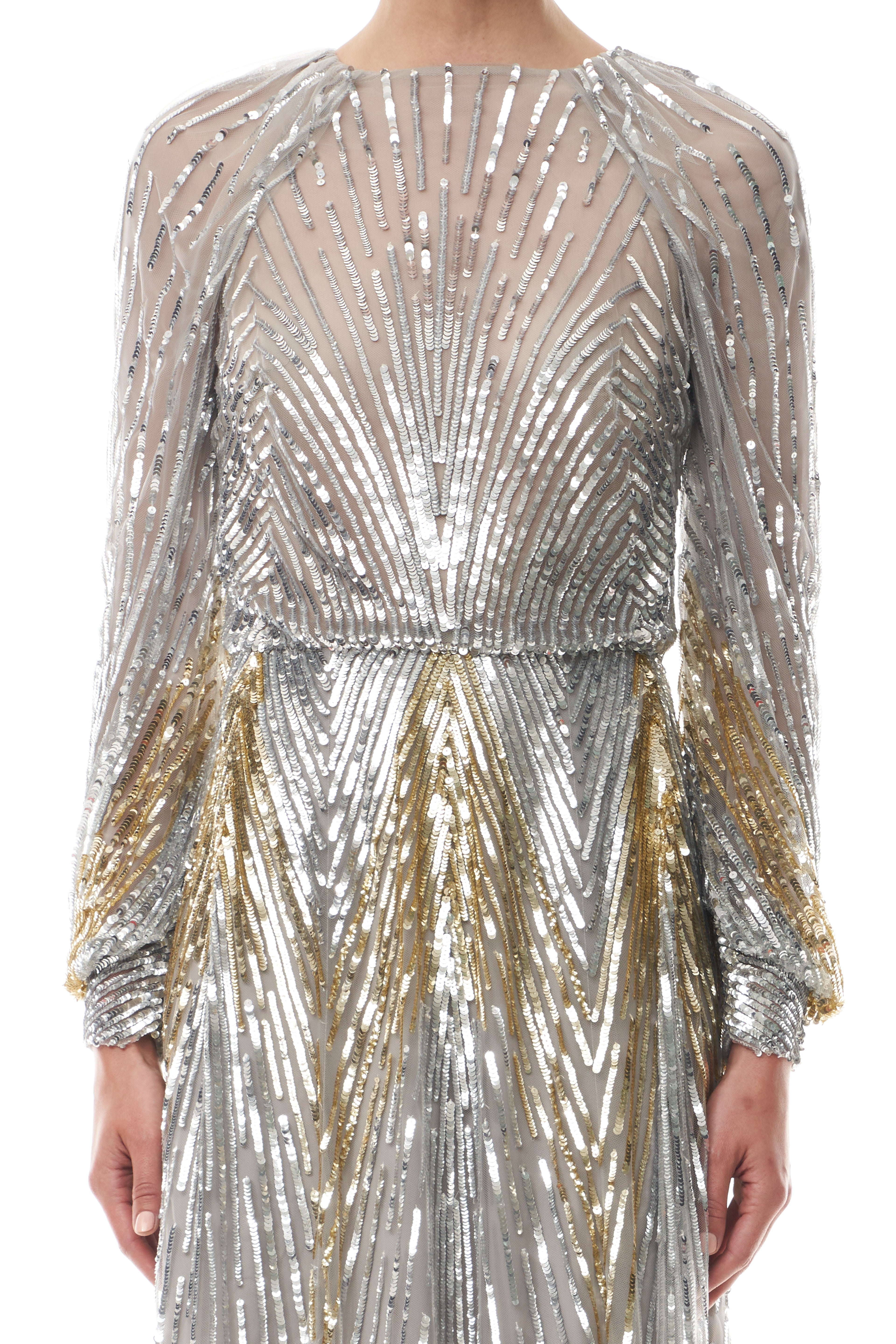 Embroidered Sequin Midi Dress – Monique Lhuillier