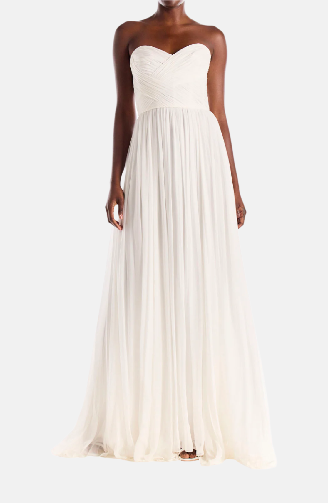 Monique Lhuillier Strapless Draped Chiffon Gown