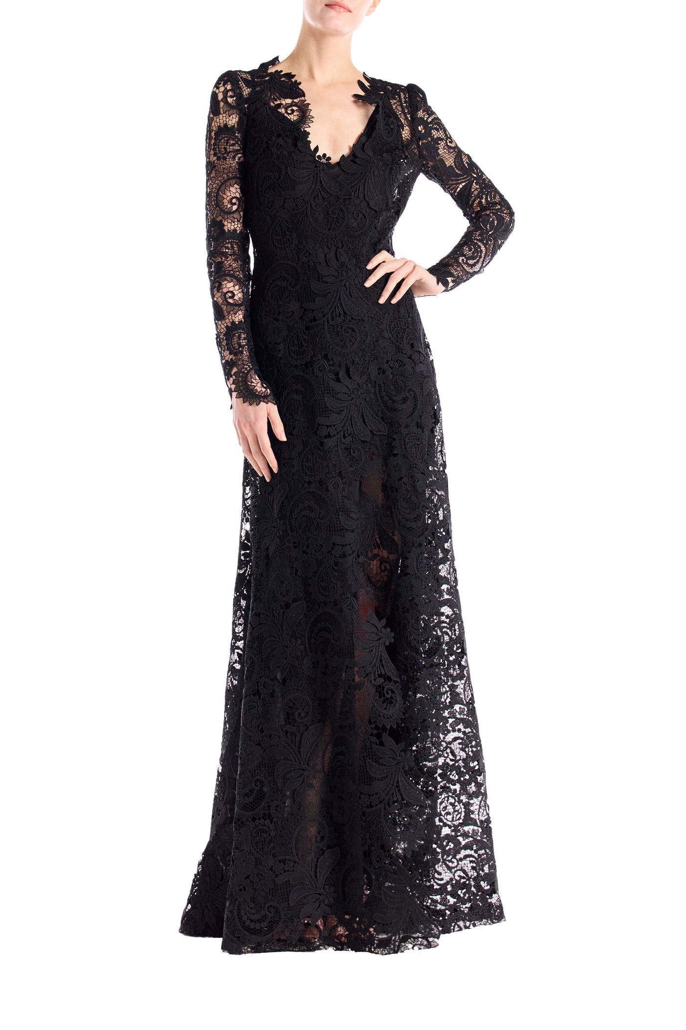 Long Sleeve Gown with Slit – Monique Lhuillier