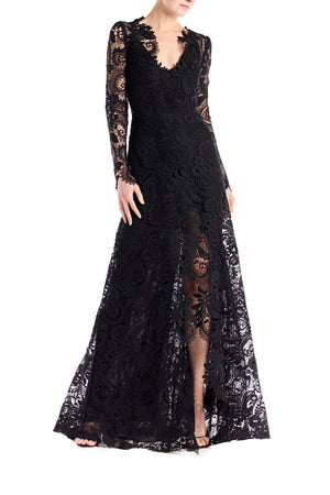 Long Sleeve Gown with Slit