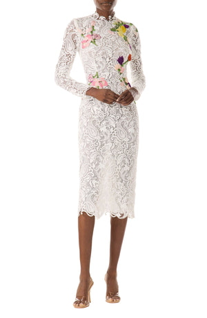 Long Sleeve Embroidered Lace Dress