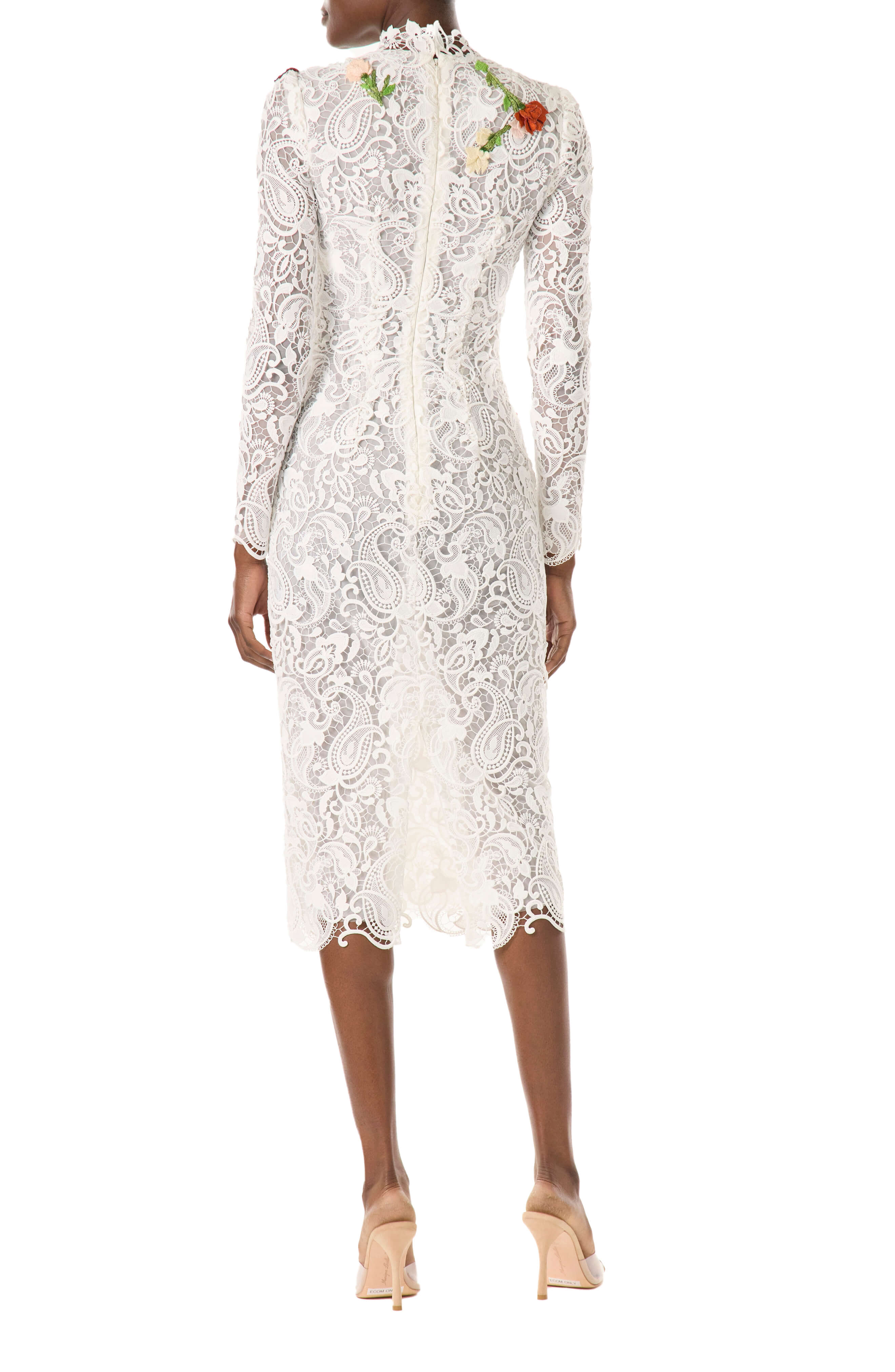 Long sleeve white embroidered dress hotsell