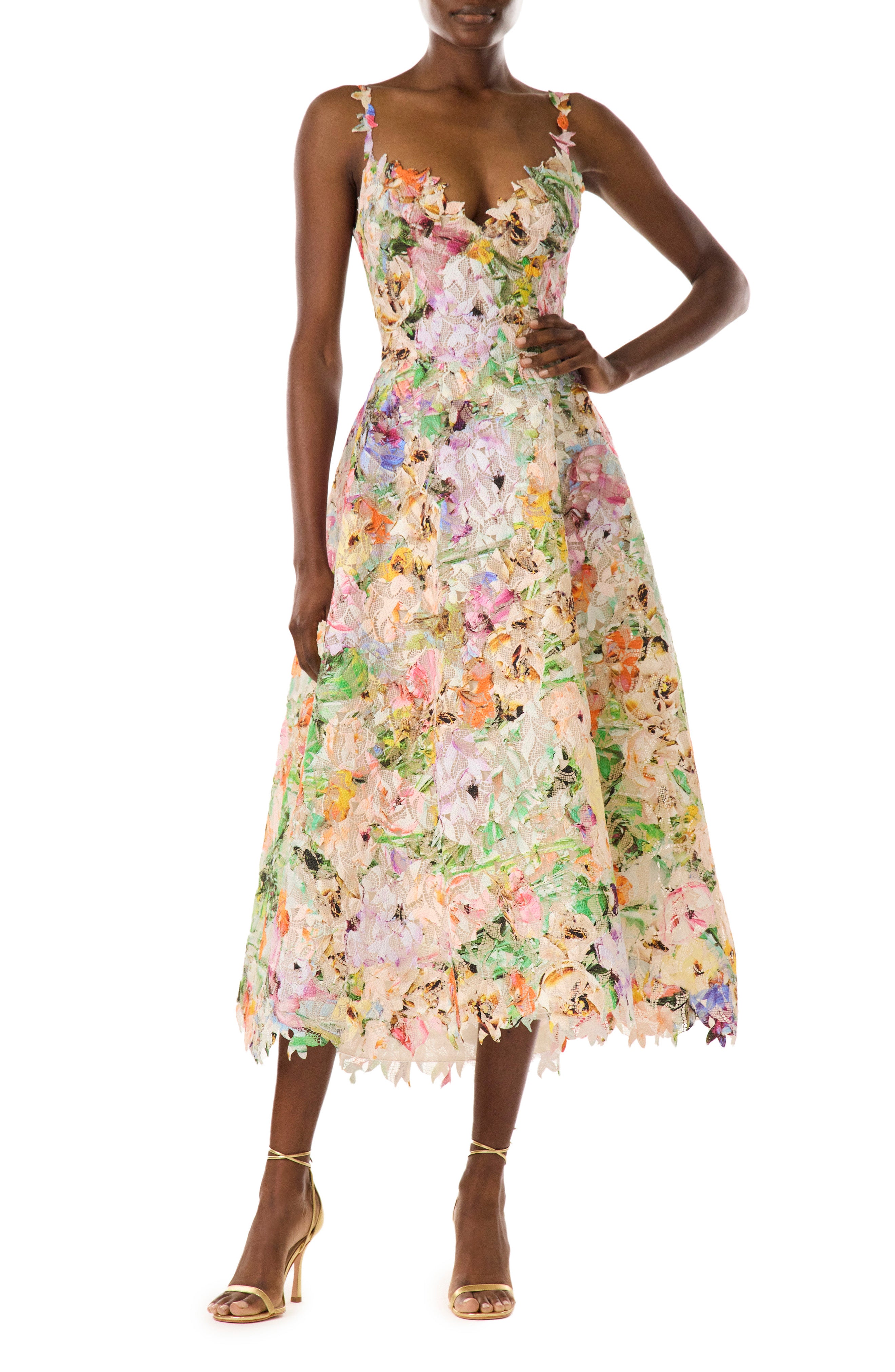 Ml monique lhuillier add to hearts floral overlay dress best sale