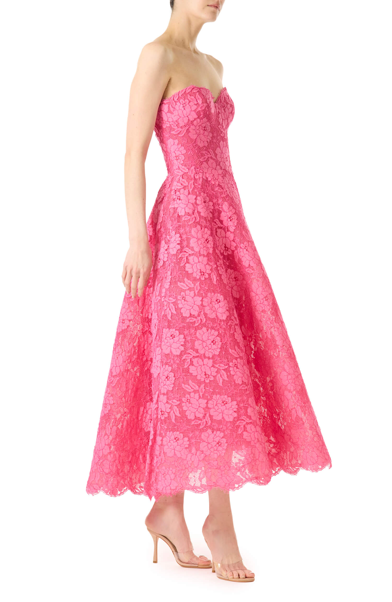 Monique lhuillier bordeaux discount peeking lace dress