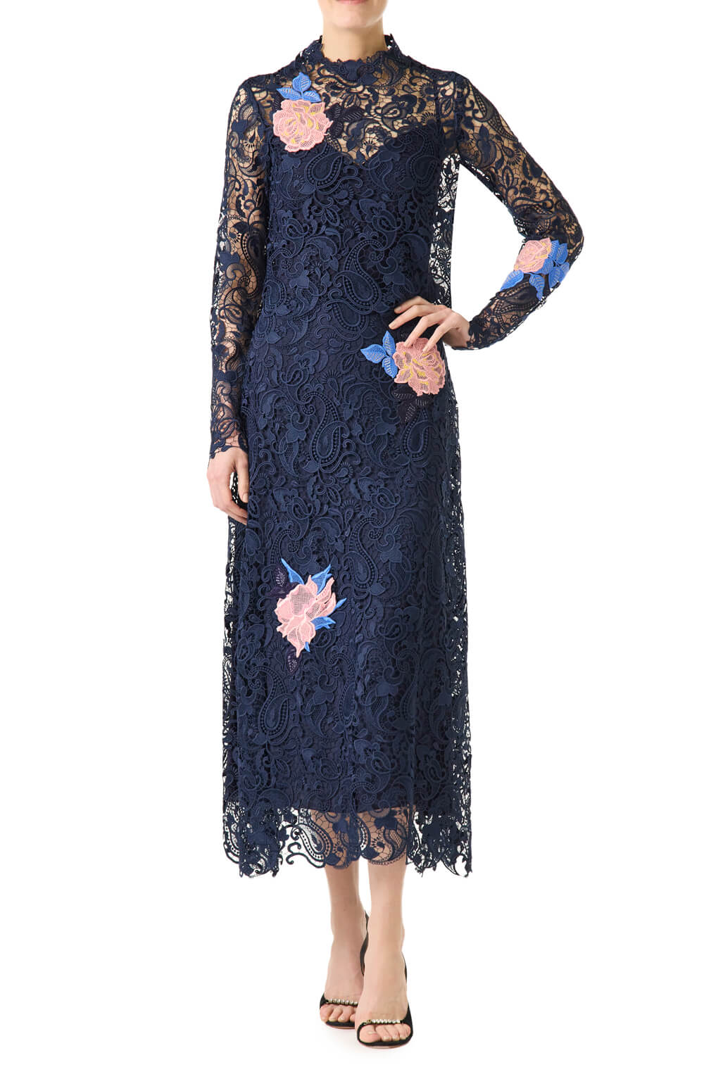 Blue lace outlet top long sleeve