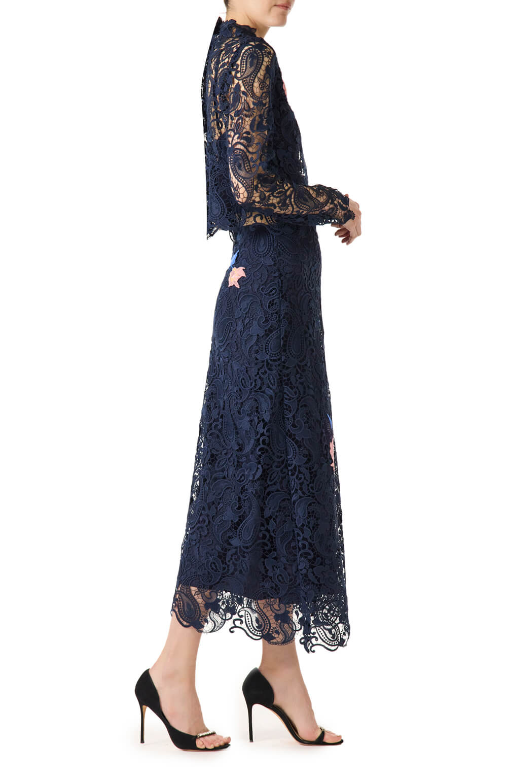 Monique Lhuillier Navy Lace Dress