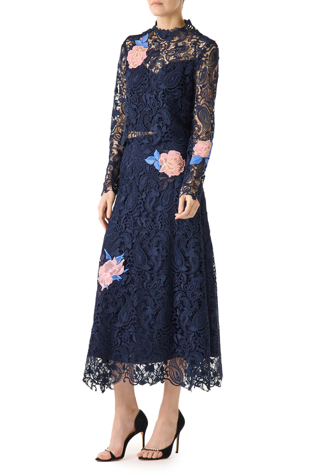 Monique Lhuillier Navy Lace Dress