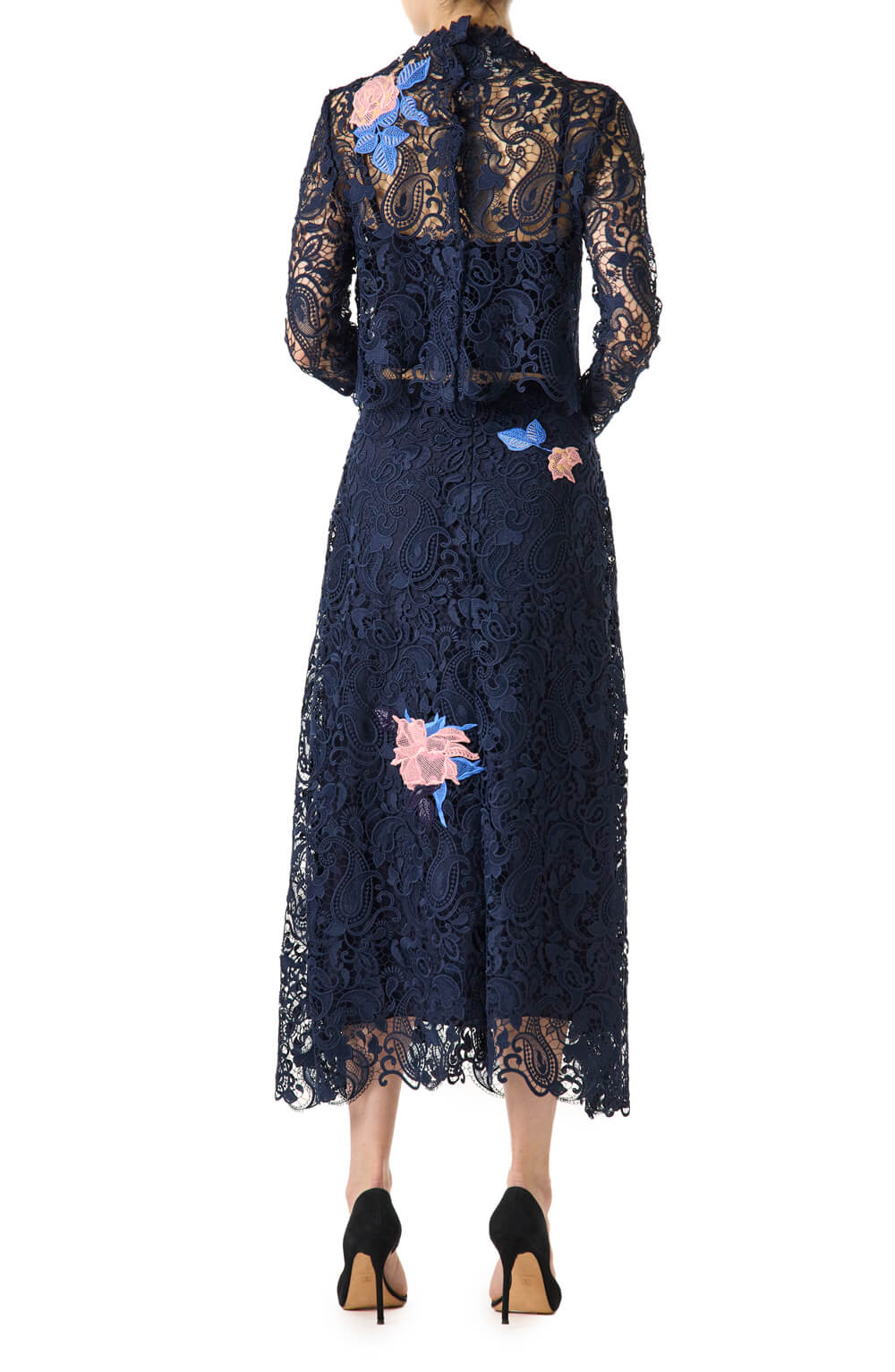 Monique Lhuillier Navy Lace Dress