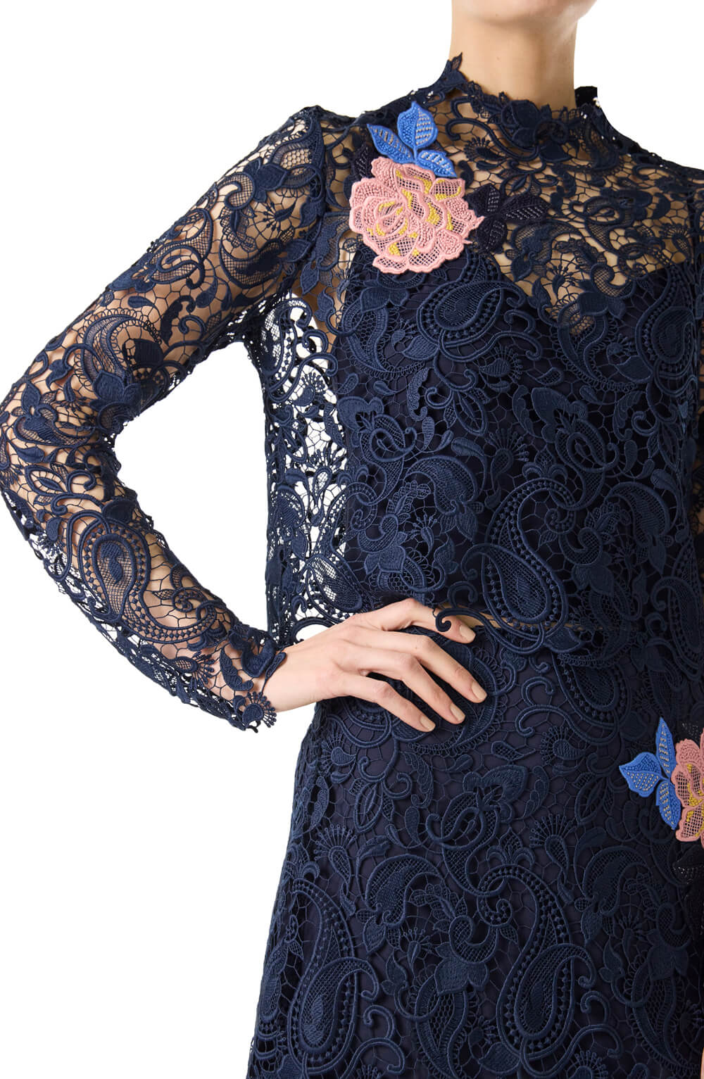 Monique Lhuillier Navy Lace Dress