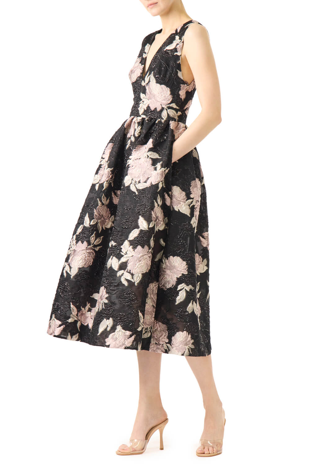 Floral Jacquard Cocktail Dress