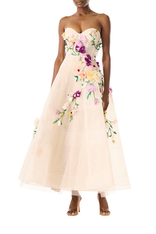 Strapless Floral Cocktail Dress – Monique Lhuillier