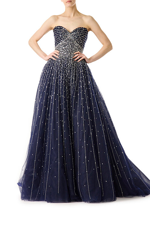 Monique lhuillier discount navy spiderweb gown