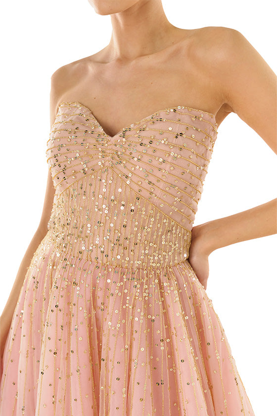 Strapless Embroidered Ball Gown 10 / Rose/Gold Strapless Embroidered Ball Gown 10 / Rose/Gold