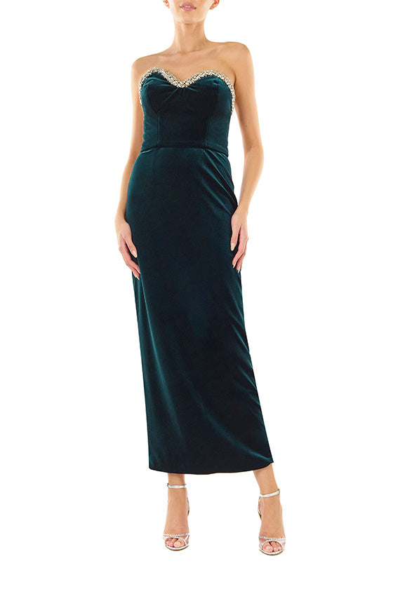 Strapless Velvet Column Dress 8 / Dark Teal Strapless Velvet Column Dress 8 / Dark Teal