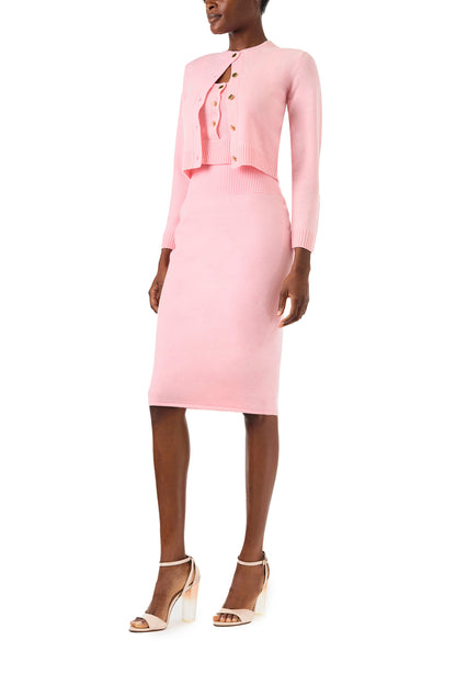 Monique Lhuillier Spring 2024 pink cashmere pencil skirt - side.