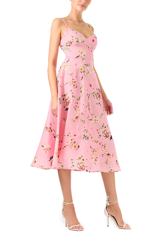 Linen Floral Cocktail Dress – Monique Lhuillier