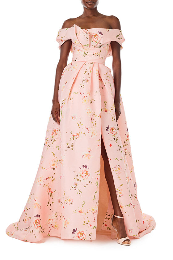 Monique lhuillier multi outlet floral gown