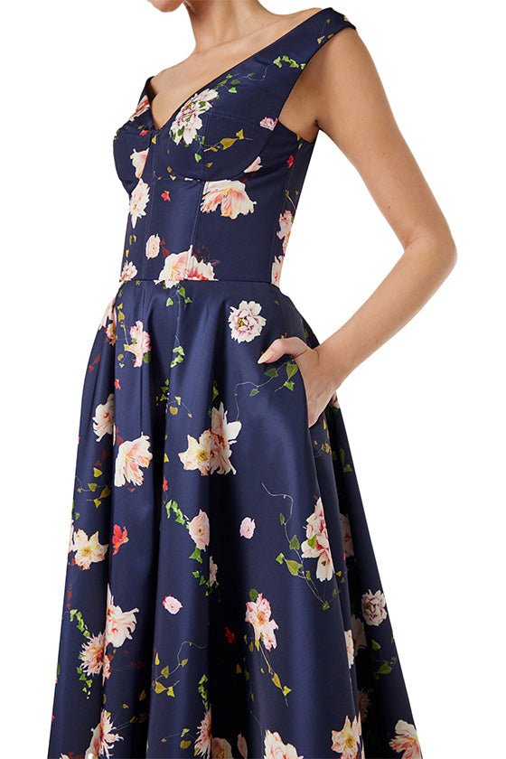 Navy blue and floral dress best sale