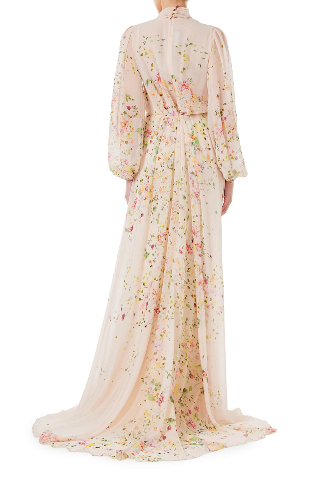Floral Chiffon Long Sleeve Gown – Monique Lhuillier
