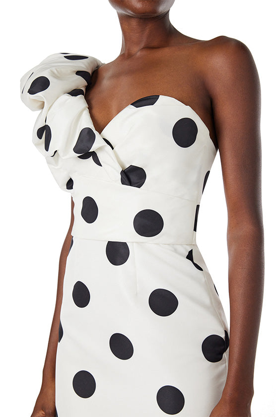 One Shoulder Polka Dot Cocktail Dress – Monique Lhuillier