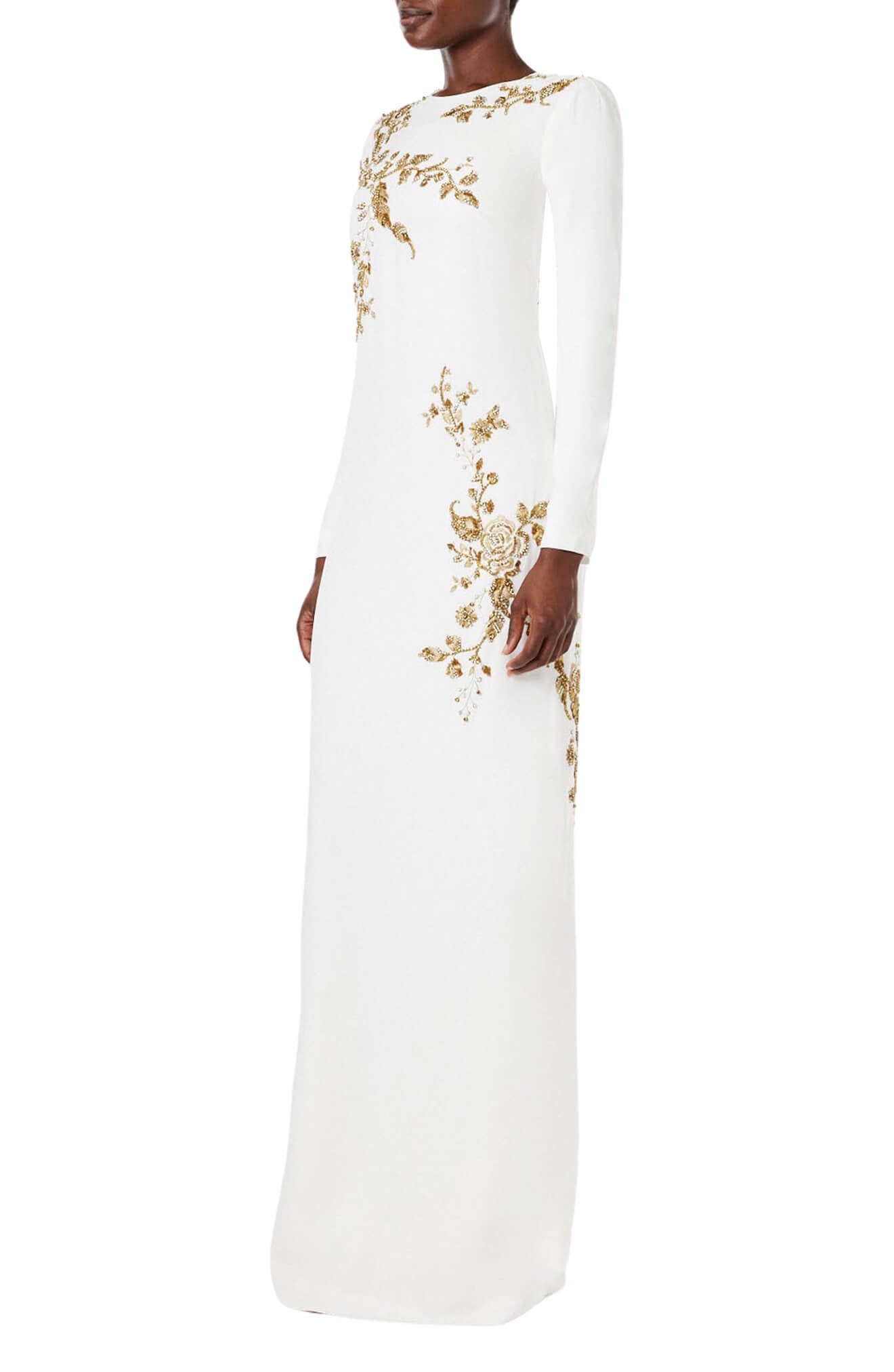 White and gold long sleeve dress sale