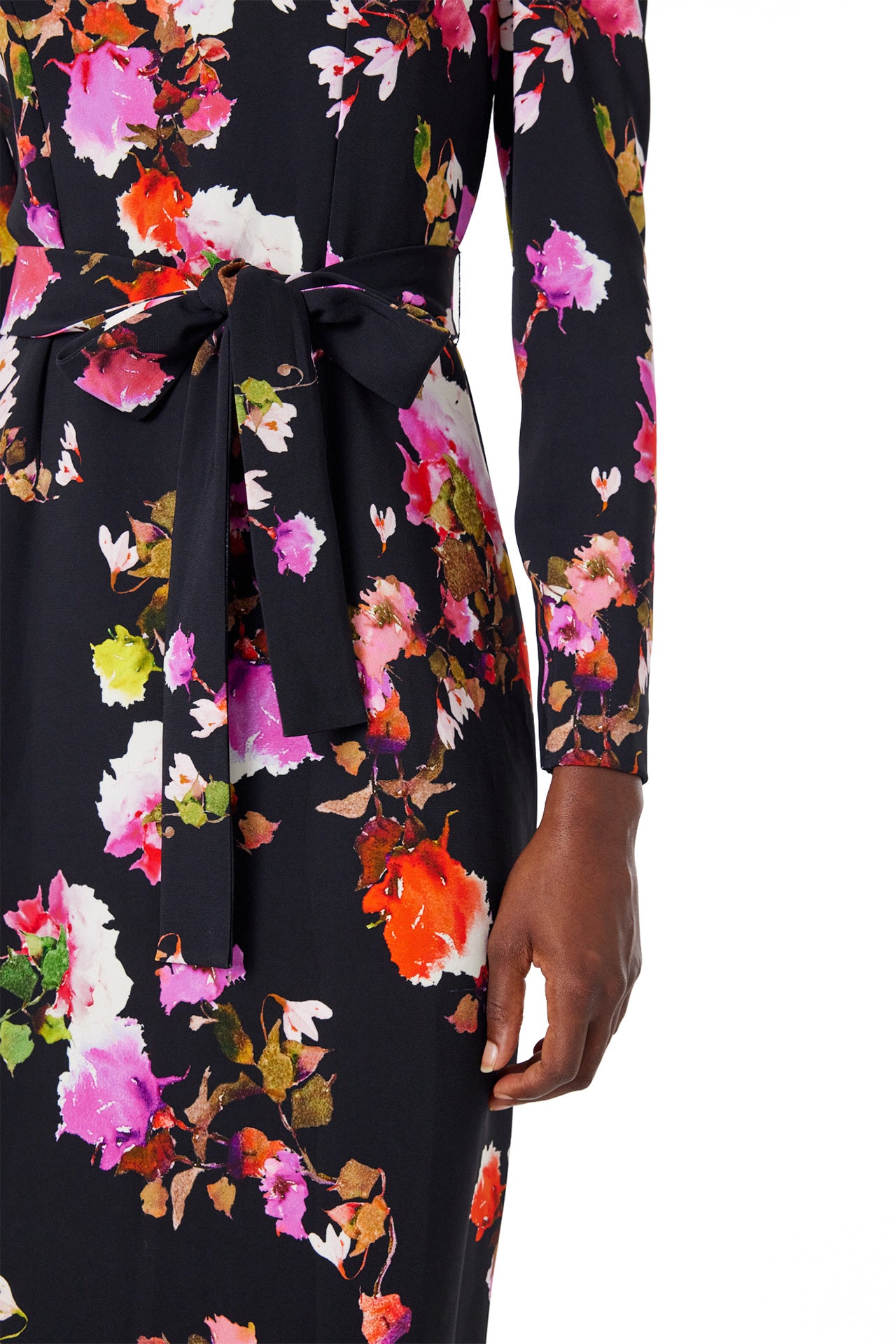 Long Sleeve Floral Dress 8 / Noir/Multi Long Sleeve Floral Dress 8 / Noir/Multi