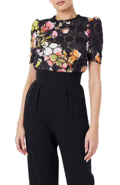 Noir Lace Short Sleeve Top