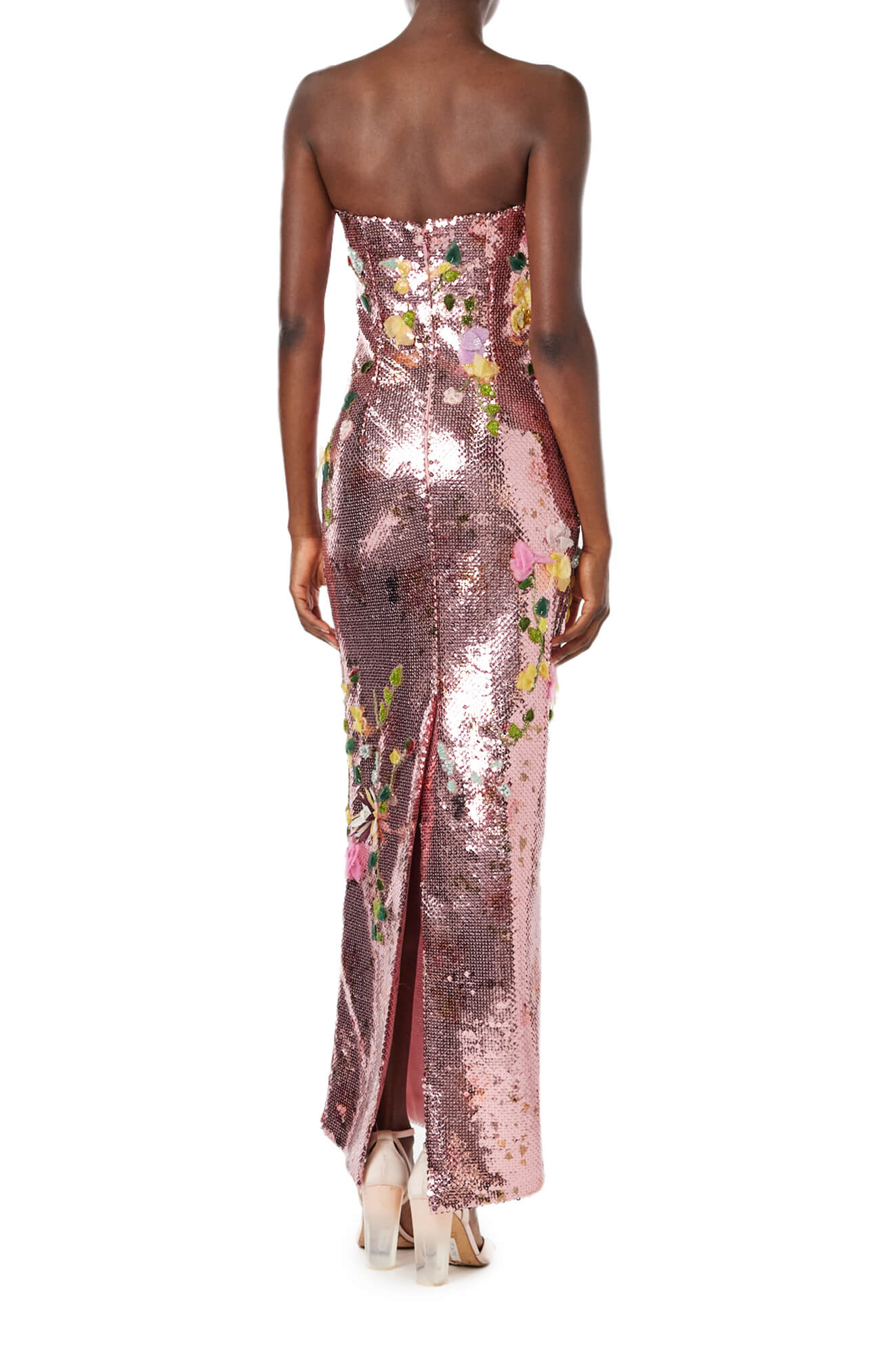 Strapless Embroidered Sequin Gown 10 / Cerise/Multi