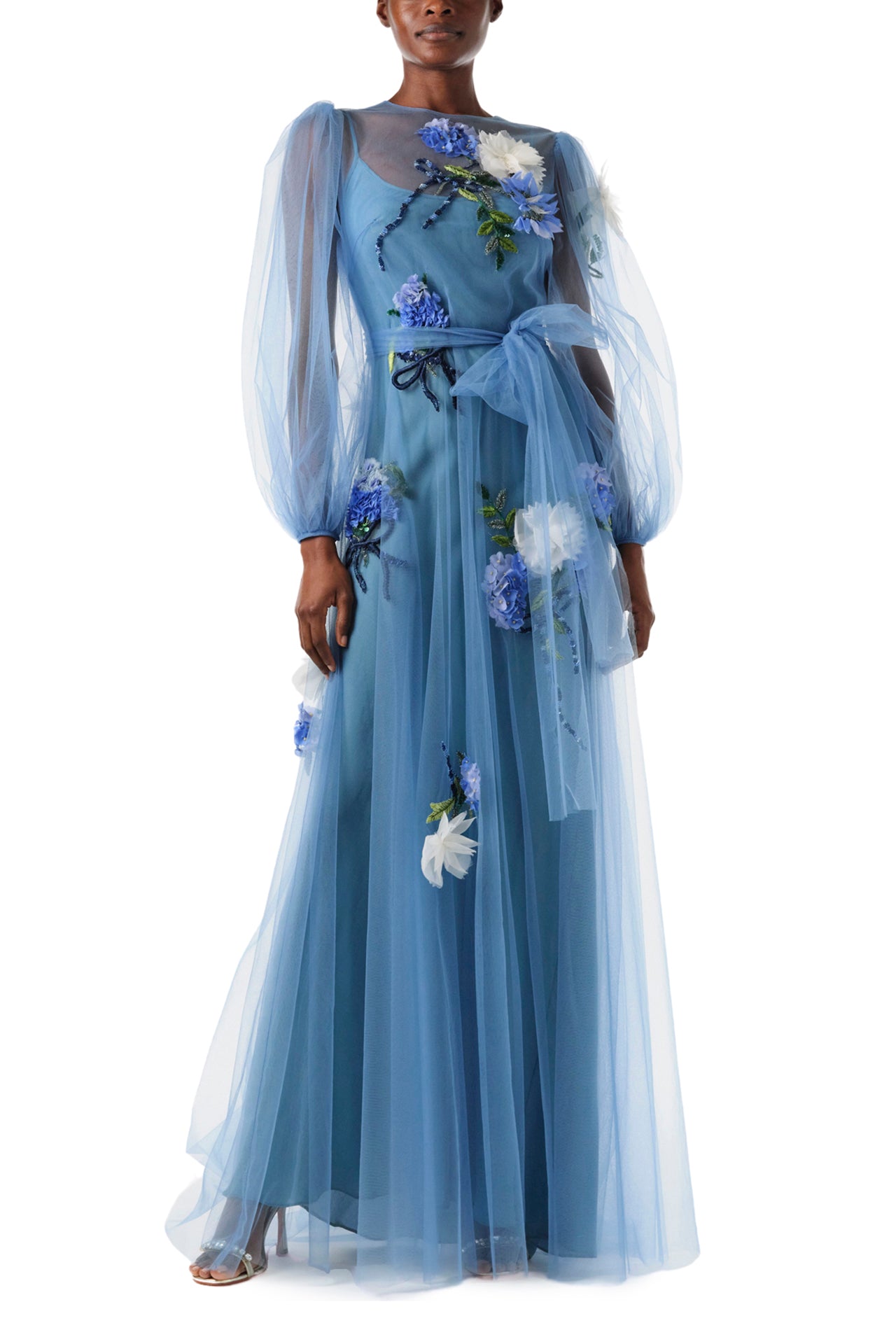 Long Sleeve Embroidered Tulle Gown Monique Lhuillier Long Sleeve Embroidered Tulle Gown Monique Lhuillier